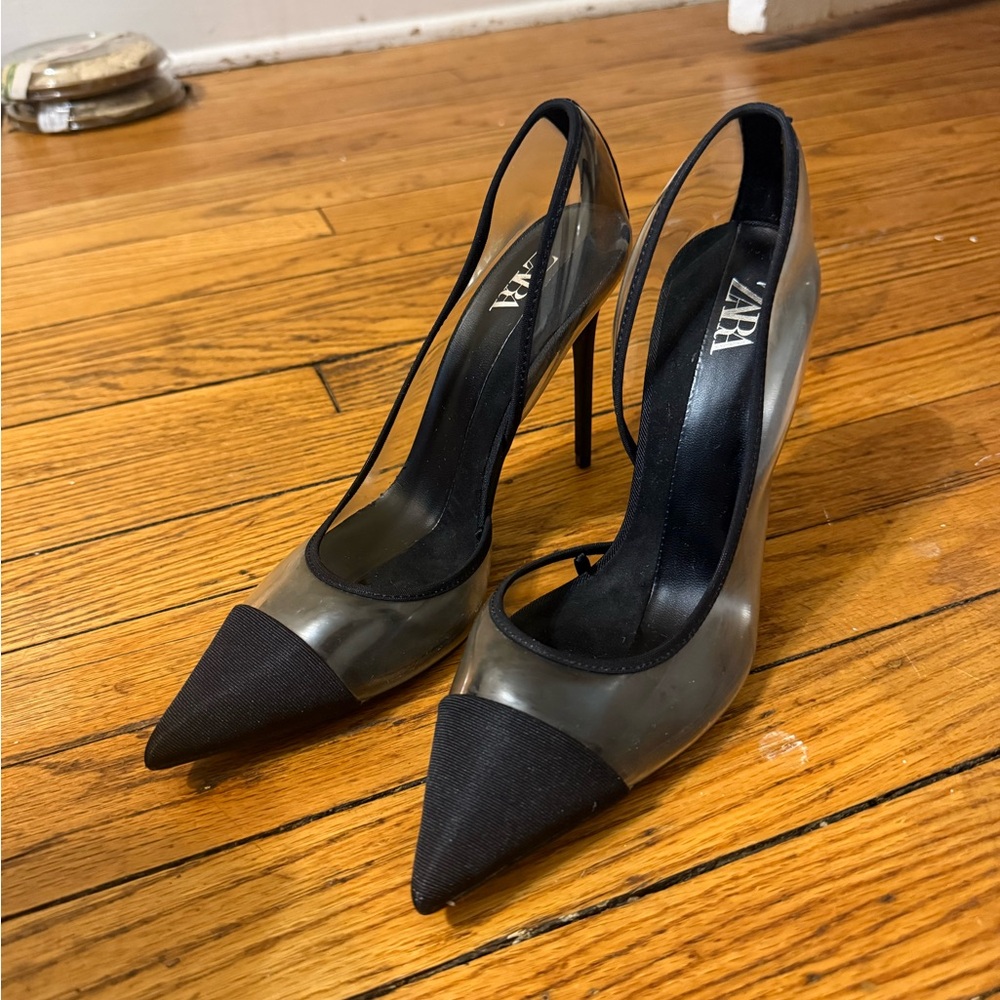 Zara Black and Clear Women's Heels